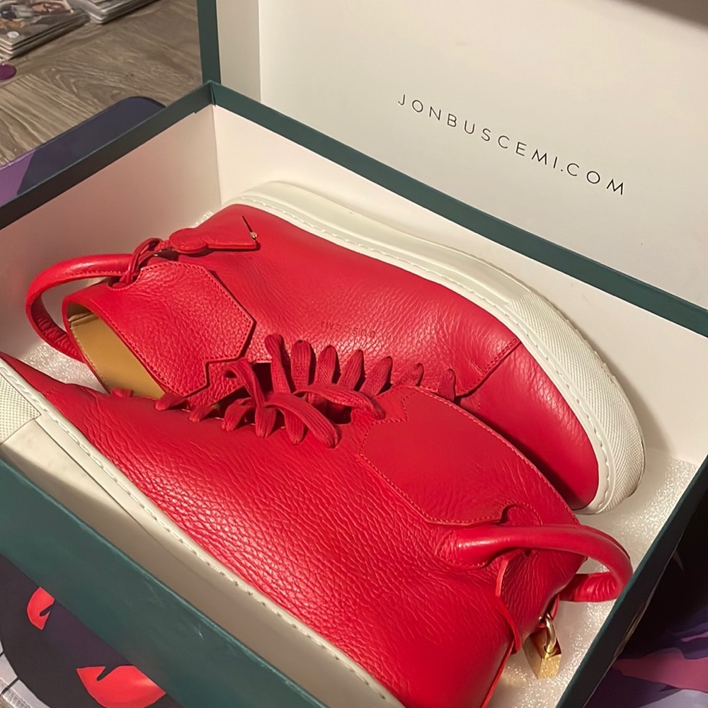 Red buscemi high tops